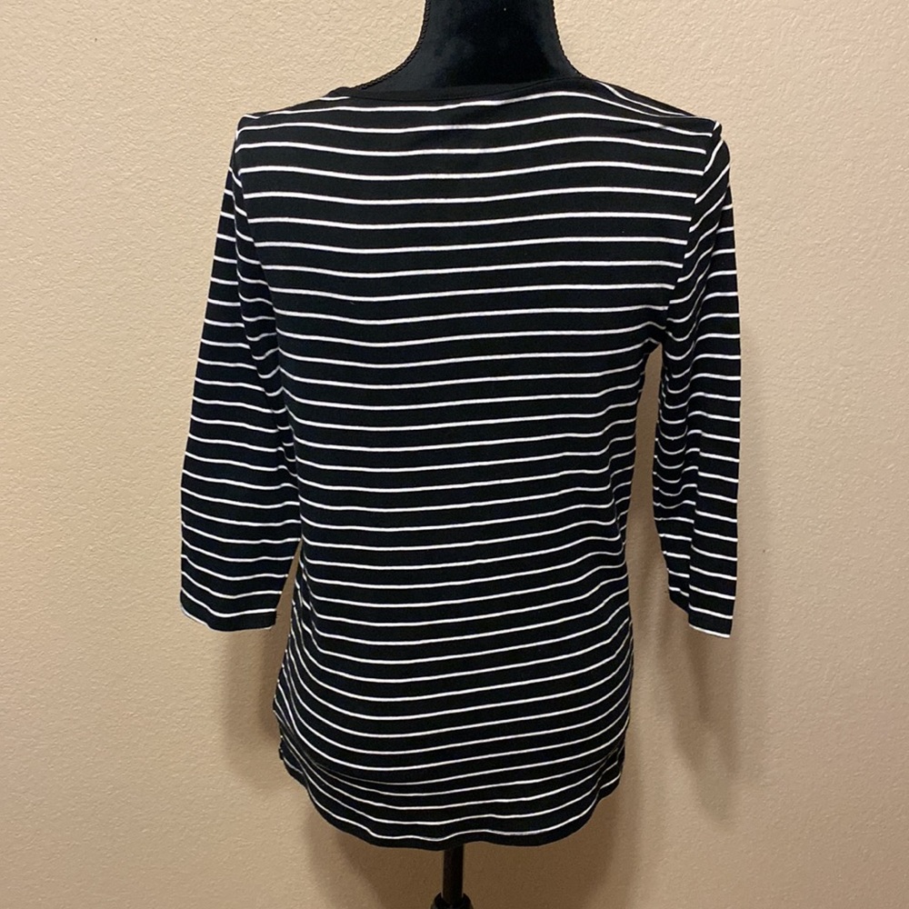 ❤️ 2 for $10 Black & White Stripe 3/4 Sleeve Shirt - Picture 3 of 7
